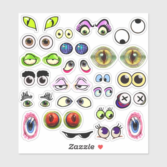 Sticker sot Cartoon Eyes & Eyeballs (Feuille)