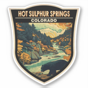 Sticker Sources chaudes de soufre Colorado Voyage Vintage
