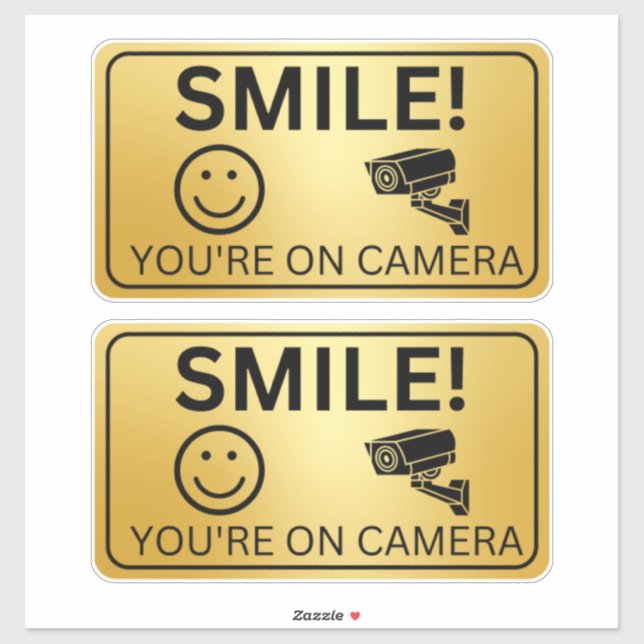 Sticker Souriez Vos Signes Sur Caméra, Surveillance Vidéo (Feuille)