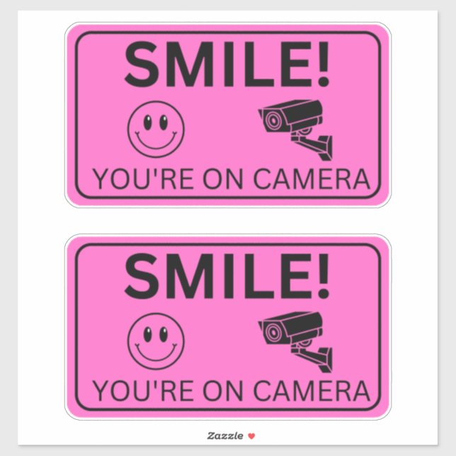 Sticker Souriez Vos Signes Sur Caméra, Surveillance Vidéo (Feuille)