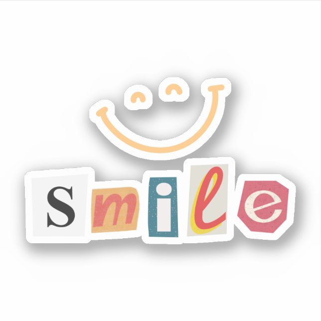 Sticker Sourire rose et coloré de l'Indie (Devant)