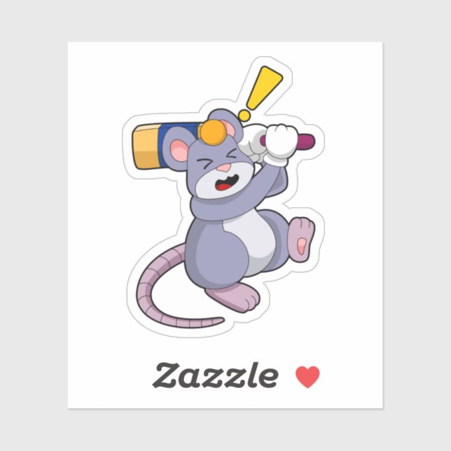 Sticker Souris au cricket avec chauve-souris de cricket (Feuille)