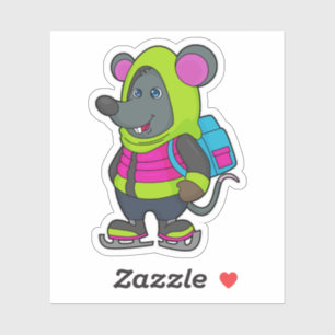 Sticker Souris au patinage sur glace avec patins sur glace