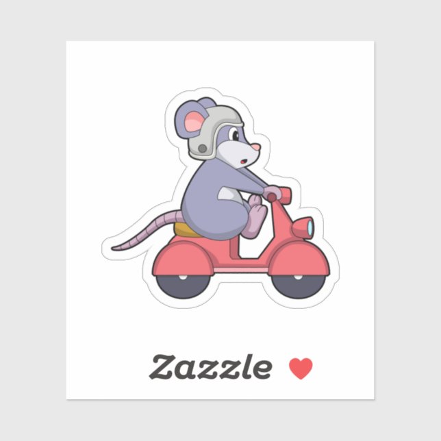 Sticker Souris comme Biker avec Scooter.PNG (Feuille)