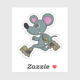 Sticker Souris comme coureur avec sac à dos