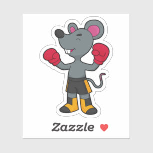 Sticker Souris en boîte avec gants de boxe