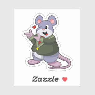Sticker Souris en marié avec costume