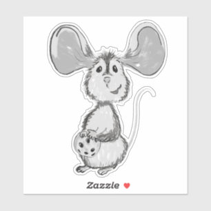 Sticker Souris et cookie noir et blanc