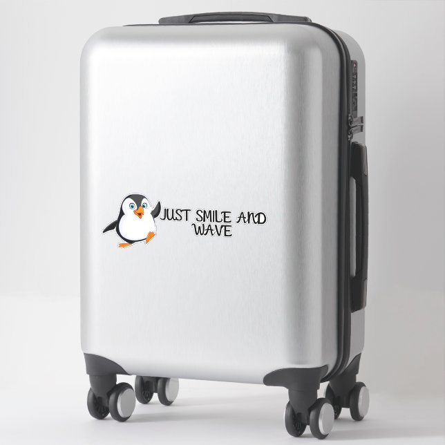 Sticker Souris Et Vague Pingouin (Sur valise)
