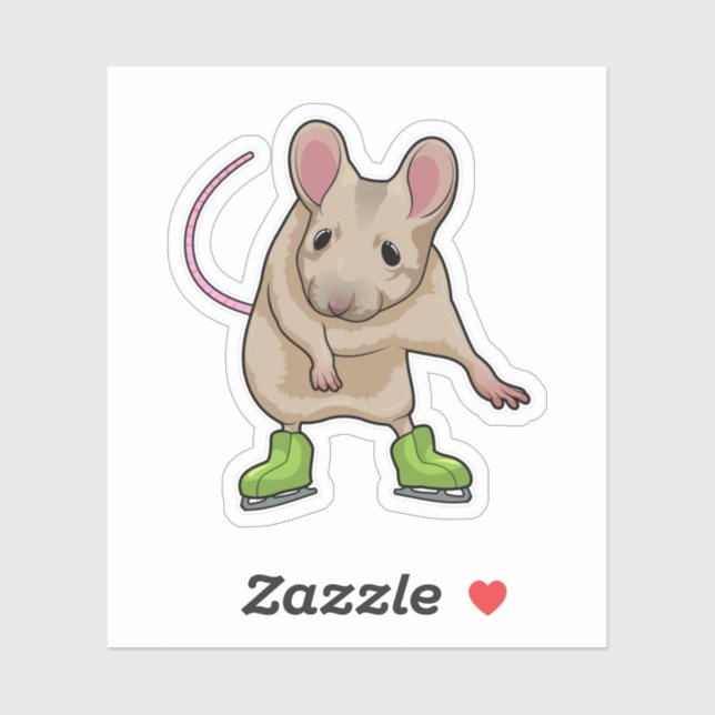 Sticker Souris Patinage sur glace Patins sur glace (Feuille)
