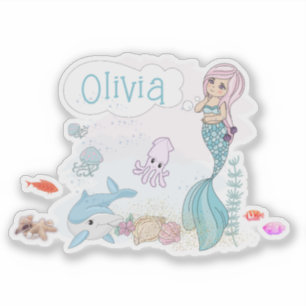 Sticker Sous l'Océan Douce Sirène Personnalisée