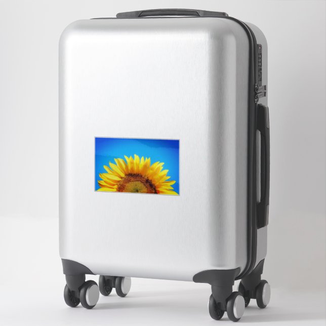 Sticker Soutenez Ukraine bleu ciel jaune tournesol (Sur valise)
