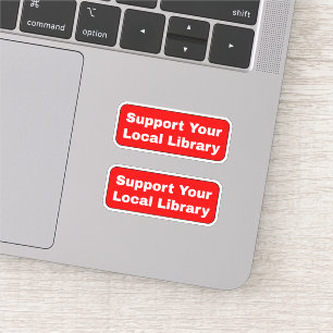 Sticker Soutenez votre bibliothèque locale - Rouge 