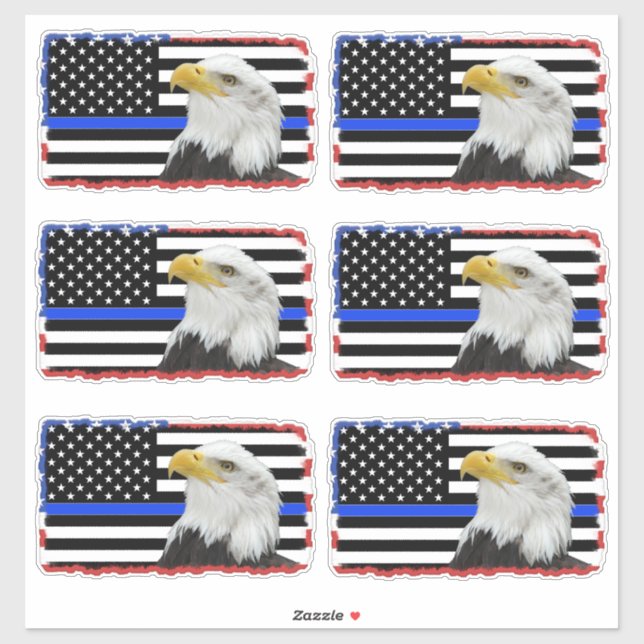Sticker Soutien à l'aigle de police sur le drapeau américa (Feuille)