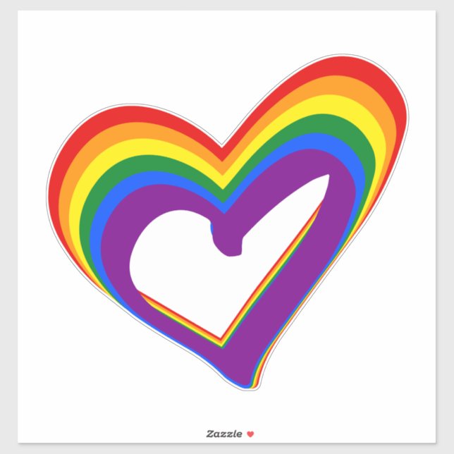 Sticker Soutien LGBT gay pride Rainbow Heart LGBTQ (Feuille)