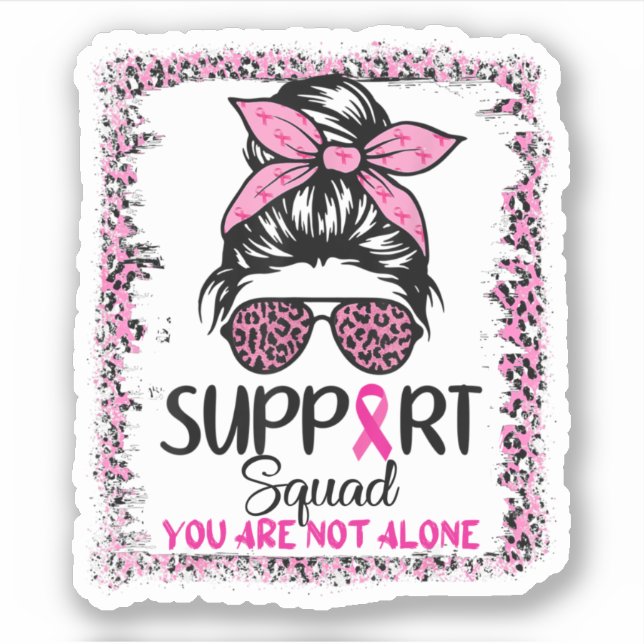 Sticker Soutien Squad Messy Bun Pink Warrior Cancer du sei (Devant)