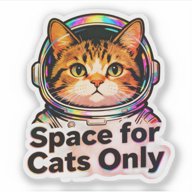 Sticker Space for Cats Only – Astronaut Cat Mom Holographi (Devant)