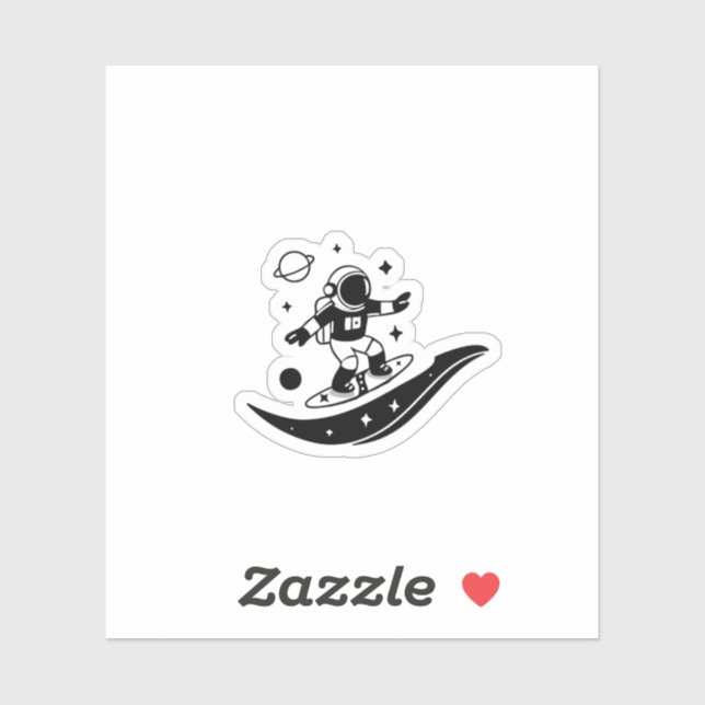 Sticker “Space Surfer – Minimalist Astronaut Cosmic Ride (Feuille)