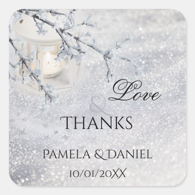 Sticker Sparkling Merci de mariage hivernal neige  (Devant)