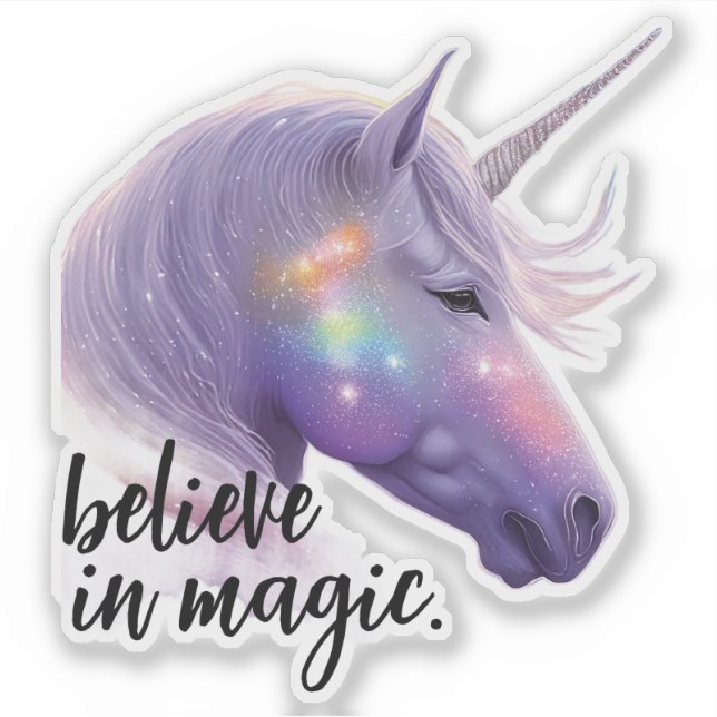 Sticker Sparkly Unicorn Rainbow Parties scintillant croire (Devant)