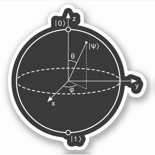 Sticker Sphère Bloch | Physique / Maths Quantum Bit (Devant)