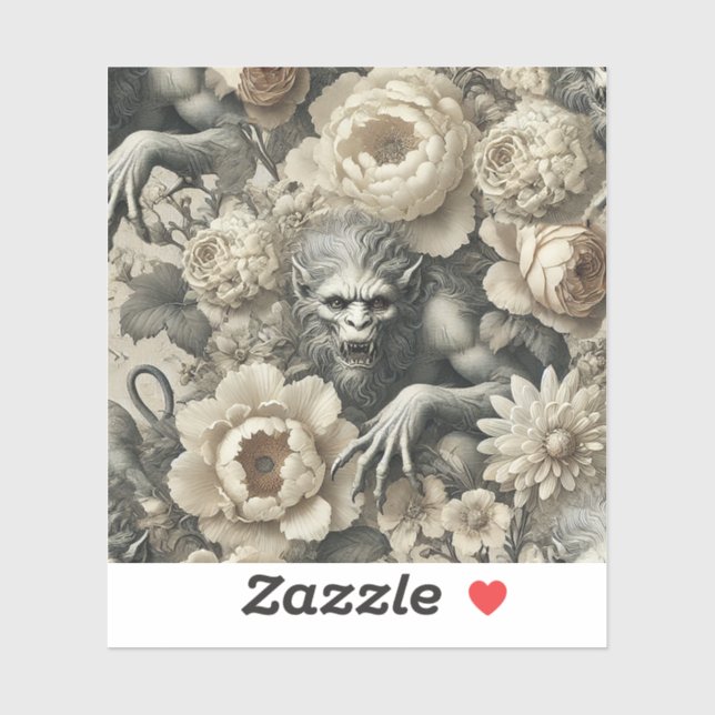 Sticker Splendor Lycanthropique - Pil Floral Gothique De L (Feuille)