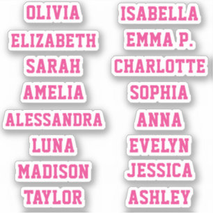 Sticker Sport Team Rose Girl Custom 16 Noms Set