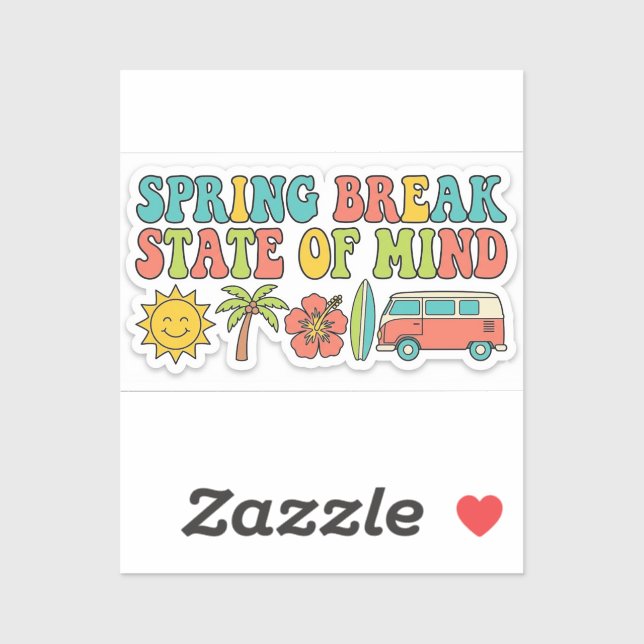Sticker Spring Break State of Mind Aesthetic Beach (Feuille)
