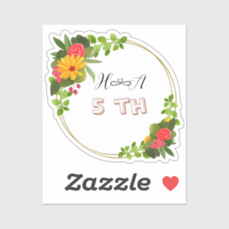 Sticker Spring Floral Anniversary | Elegant Modern