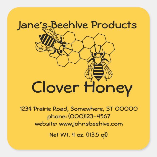 Sticker (sq) - Honey Business (abeille sur peigne) (Devant)