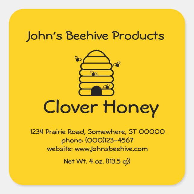 Sticker (sq)- Skep with Bees (Front)