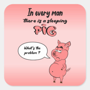 Sticker Square Ronchon the Pig