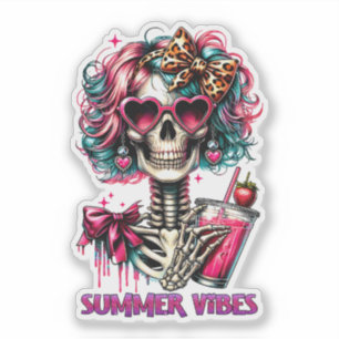 Sticker Squelette de mignonne Summer Vibes