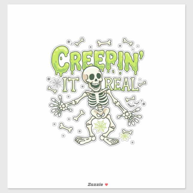 Sticker Squelette de véritable araignée d'Halloween de cré (Feuille)