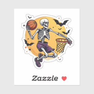 Sticker Squelette éffrayant Dunking Basketball Graveyard H