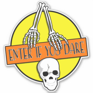 Sticker Squelette et crâne décorés d'Halloween vintage