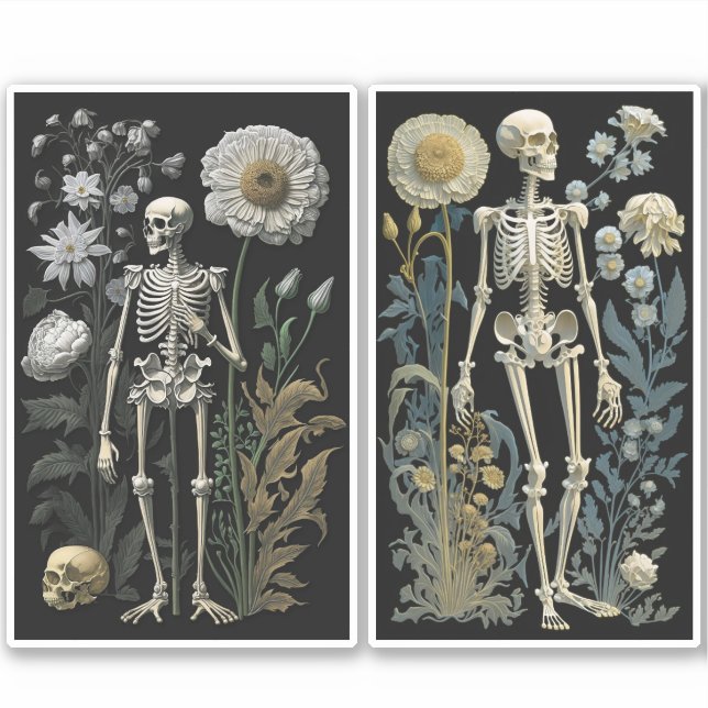 Sticker squelette floral mystique magique du boho vintage  (Devant)