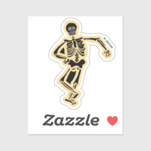 Sticker Squelette Jaune Et Noir