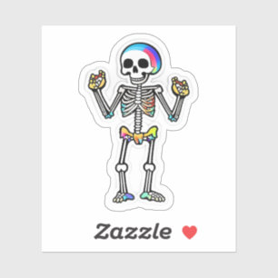 Sticker Squelette souriant Halloween Couleurs arc-en-ciel