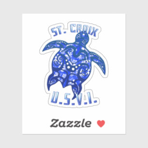 Sticker St Croix USVI Vacances Tortue Tribale