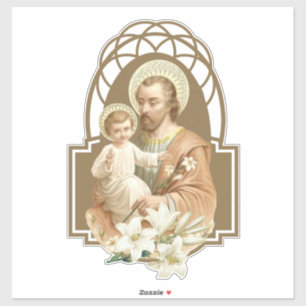 Sticker St Joseph avec des lis de Jésus d'enfant