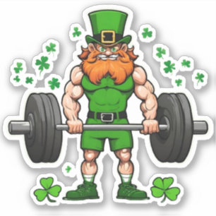 Sticker St. Patrick's Day Drôle Leprechaun Barbell Gym