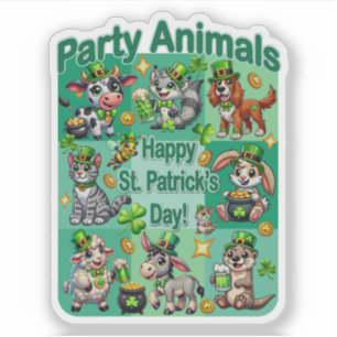 Sticker St. Patrick's Day Fun et adorable "Animaux de fête