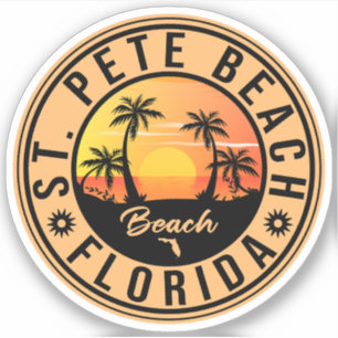 Sticker St Pete Beach Floride Souvenir Palmiers Vintages