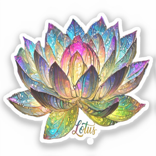 Sticker Stained Glass Colorful Lotus Flower  (Recto)