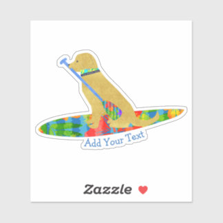 Sticker Stand haut coloré Paddboard Golden Retriever