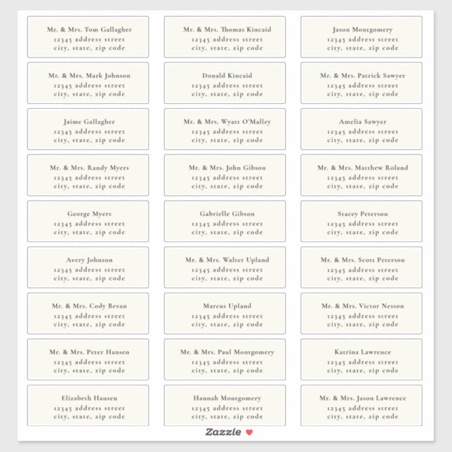 Sticker STATELY Black / Ecru Guest Address Labels (Feuille)