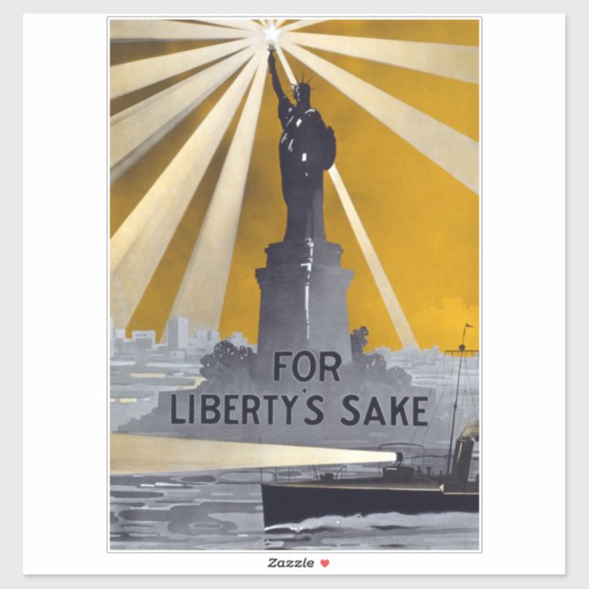 Sticker Statue de la Liberté Torch et de la Marine américa (Feuille)