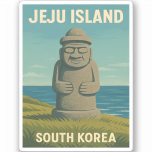 Sticker Statue de l'île de Jeju Vintage voyage Corée Retro