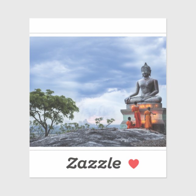 Sticker Statue des moines et bouddhas (Feuille)
